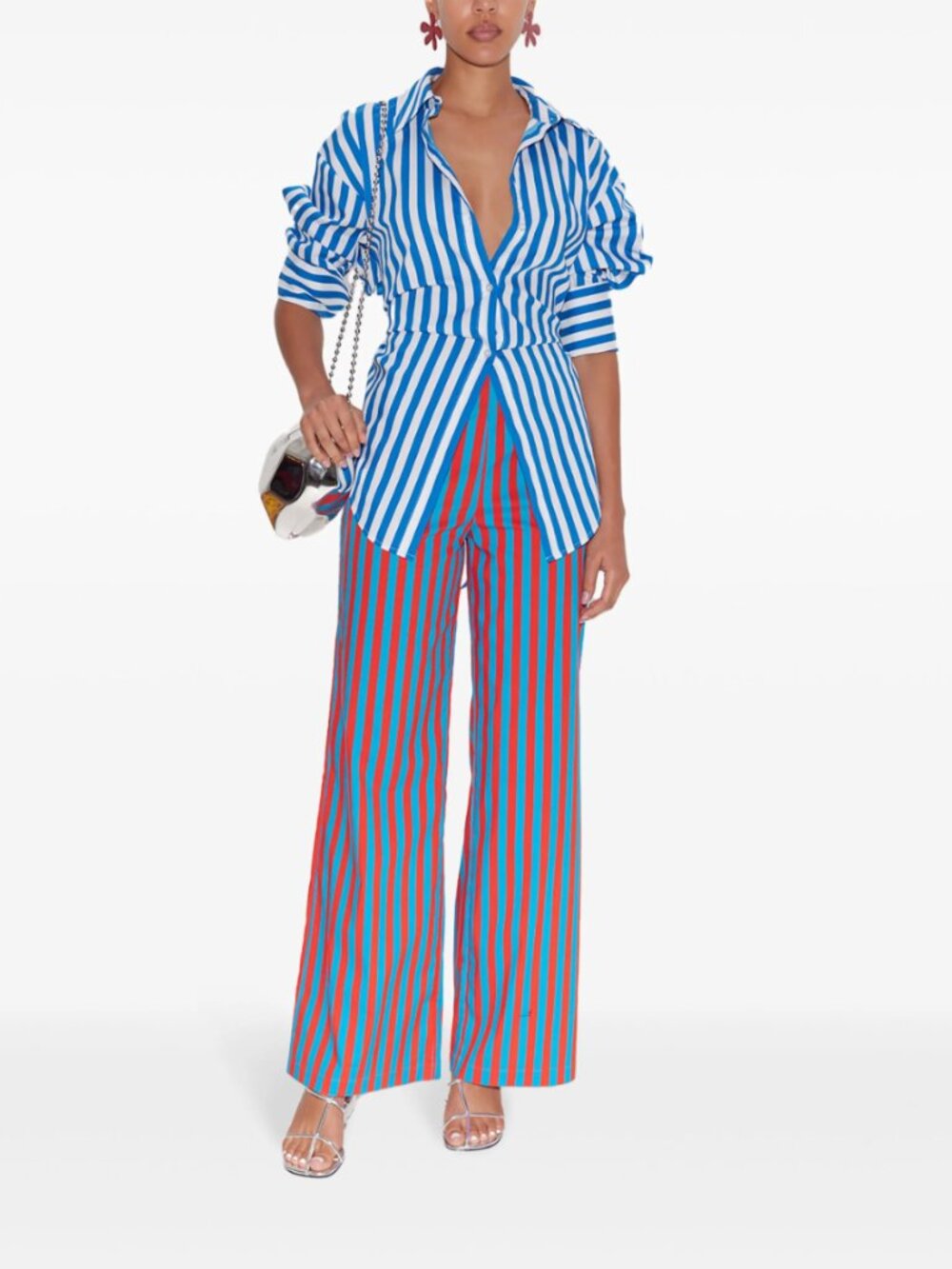 Simon Miller Pia Stripe Poplin Pant - Blue and Paprika